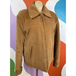 VTG Envoy The Now Corduroy Jacket Mens Medium 70s Brown Zip Western Hipster